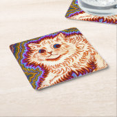 万華鏡のように千変万化するパターン猫 スクエアペーパーコースター (アングル)