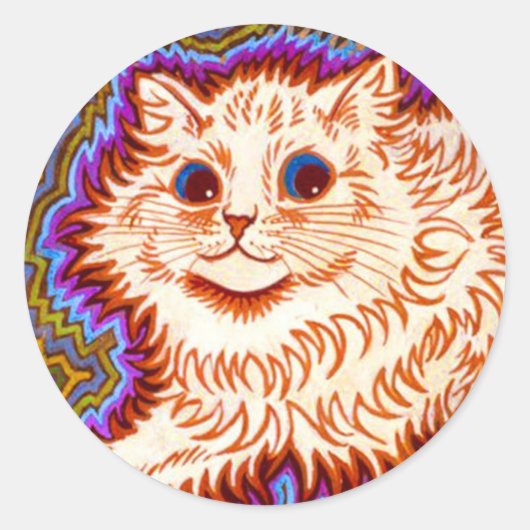 万華鏡のように千変万化するパターン猫 ラウンドシール (正面)