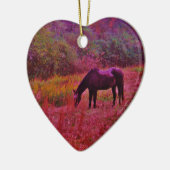 万華鏡のように千変万化するパターン色田の馬 セラミックオーナメント (左)