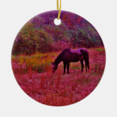 万華鏡のように千変万化するパターン色田の馬 セラミックオーナメント (正面)