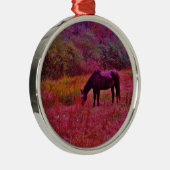万華鏡のように千変万化するパターン色田の馬 メタルオーナメント (右)