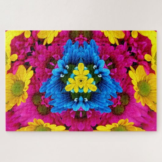 万華鏡のように千変万化するパターン花パズル ジグソーパズル (横)