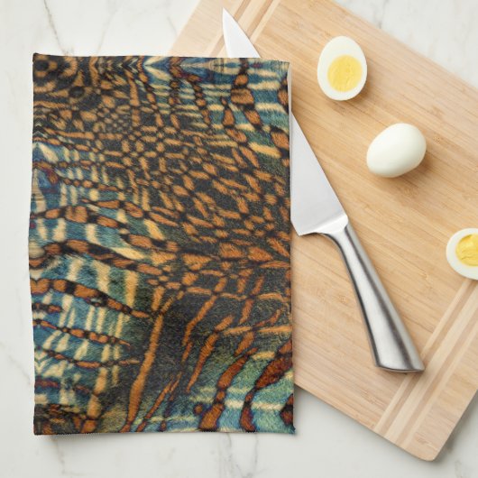 万華鏡のように千変万化するパターン虎の毛皮のパターン キッチンタオル (四つ折り)