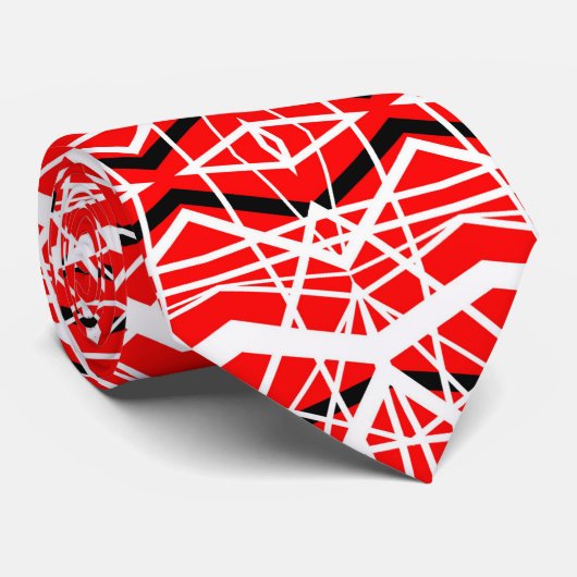 万華鏡のように千変万化するパターン赤の白のランダムストライプ ネクタイ (ロール)