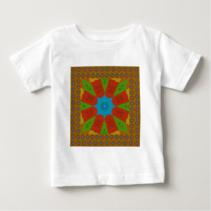 万華鏡のように千変万化するパターン開花鮮やかAアフリカプリント色 ベビーTシャツ