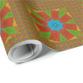 万華鏡のように千変万化するパターン開花鮮やかAアフリカプリント色 ラッピングペーパー (ロールコーナー)