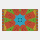 万華鏡のように千変万化するパターン開花鮮やかAアフリカプリント色 長方形シール (正面)