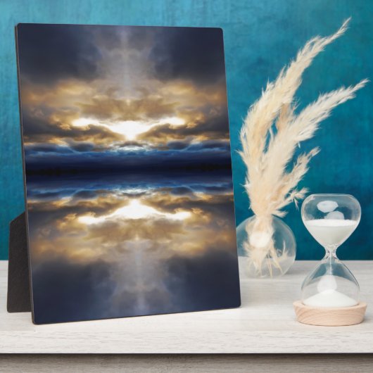 万華鏡のように千変万化するパターン雲日没 フォトプラーク (側面)