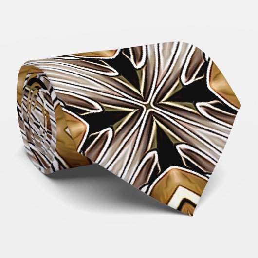 万華鏡のように千変万化するパターン黄金ブロンズ模様 ネクタイ (ロール)
