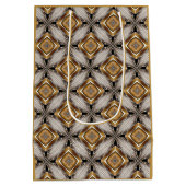 万華鏡のように千変万化するパターン黄金ブロンズ模様 ミディアムペーパーバッグ (裏面)