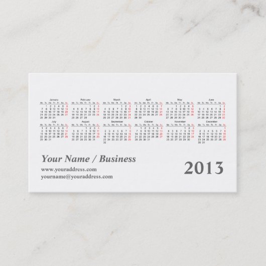 万華鏡のように千変万化するパターン2013の小型のカレンダー 名刺 (正面)