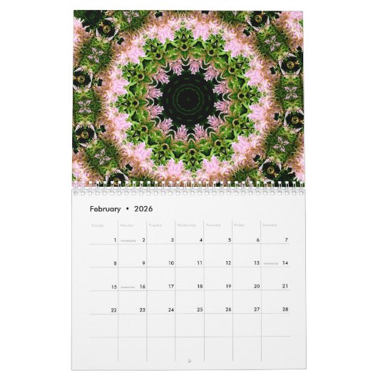 万華鏡のように千変万化するパターン カレンダー (2月 2026)