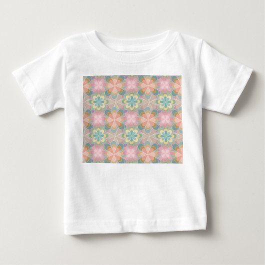 万華鏡のように千変万化するパターン ベビーTシャツ (正面)