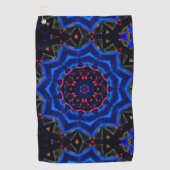 万華鏡のように千変万化するパターン（円、サーモンから青のグラデーション） ゴルフタオル (正面)