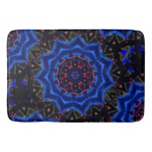 万華鏡のように千変万化するパターン(円、サーモンから青のグラデーション) バスマット (正面)