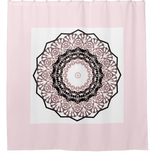 万華鏡のように千変万化するパターン、曼荼羅 シャワーカーテン (正面)