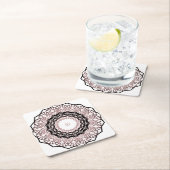 万華鏡のように千変万化するパターン、曼荼羅 スクエアペーパーコースター (インサイチュ)