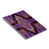 万華鏡のように千変万化するパターン(紫、マゼンタ、金ゴールド抽象芸術) ノートブック (右側)