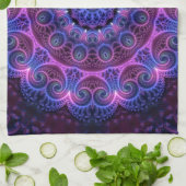 万華鏡のように千変万化するパターン（骨）突起ハート キッチンタオル (折り畳み)