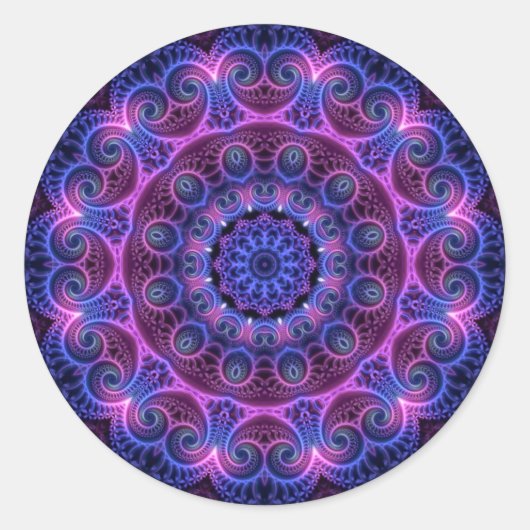 万華鏡のように千変万化するパターン（骨）突起ハート ラウンドシール (正面)