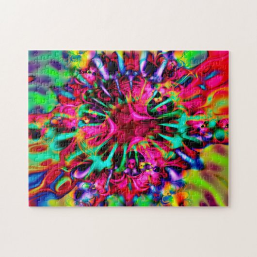 万華鏡のように千変万化するパターン(骨)突起フラクタルアート – I ジグソーパズル (横)