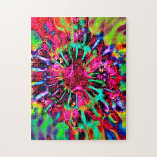 万華鏡のように千変万化するパターン(骨)突起フラクタルアート – I ジグソーパズル (縦)