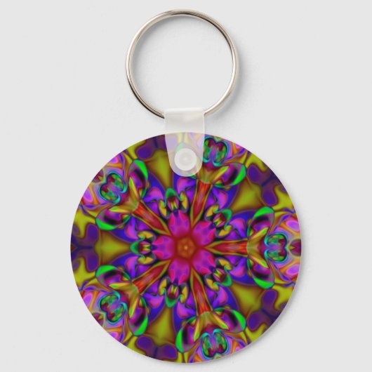 万華鏡のように千変万化するパターン(骨)突起フラクタルアート – II キーホルダー (正面)