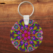 万華鏡のように千変万化するパターン(骨)突起フラクタルアート – II キーホルダー (正面)