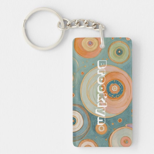 万華鏡のハーモニー：渦巻きパステルサークル キーホルダー (正面)