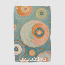 万華鏡のハーモニー：渦巻きパステルサークル ゴルフタオル