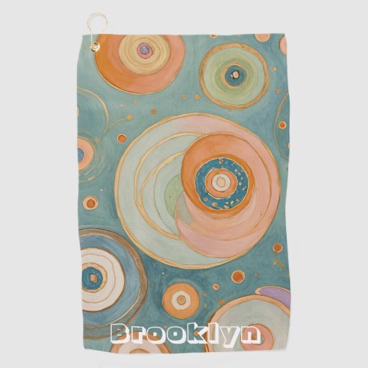 万華鏡のハーモニー：渦巻きパステルサークル ゴルフタオル (正面)