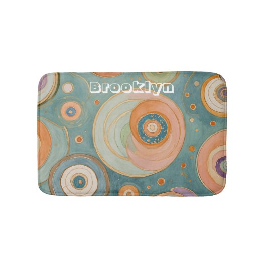 万華鏡のハーモニー：渦巻きパステルサークル バスマット (正面)