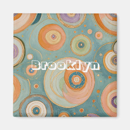 万華鏡のハーモニー：渦巻きパステルサークル マグネット