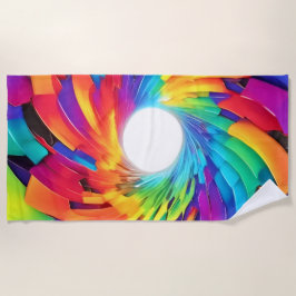 万華鏡の渦:旅カラフル路 ビーチタオル