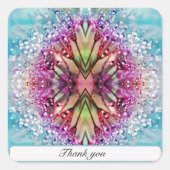 万華鏡の露玉:抽象的な花のアート スクエアシール (正面)