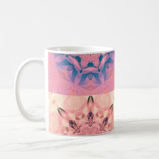 万華鏡を持つ抽象芸術パステルのフラクタルのセット コーヒーマグカップ (左)