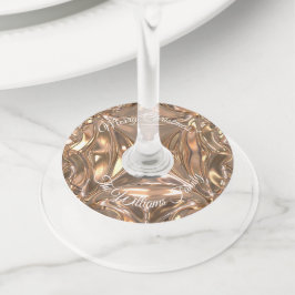 万華鏡デザイン金ゴールドシック追加の名前と文字 ワイングラスタグ