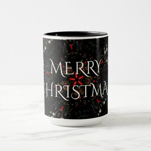 万華鏡フラワーデザイン赤と白 マグカップ (中央)