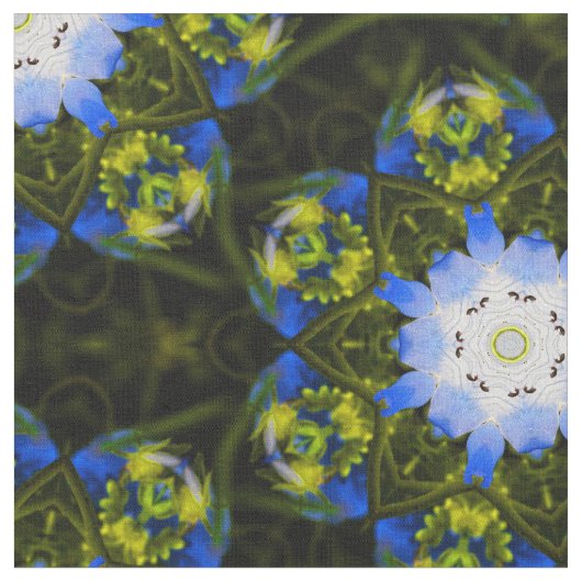 万華鏡ベビーブルーアイズ春の花 ファブリック (クローズアップ)
