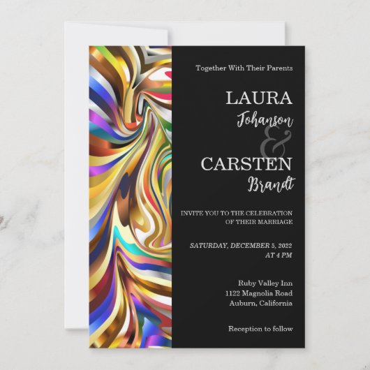 万華鏡モダン鏡結婚式招待状 招待状 (正面)