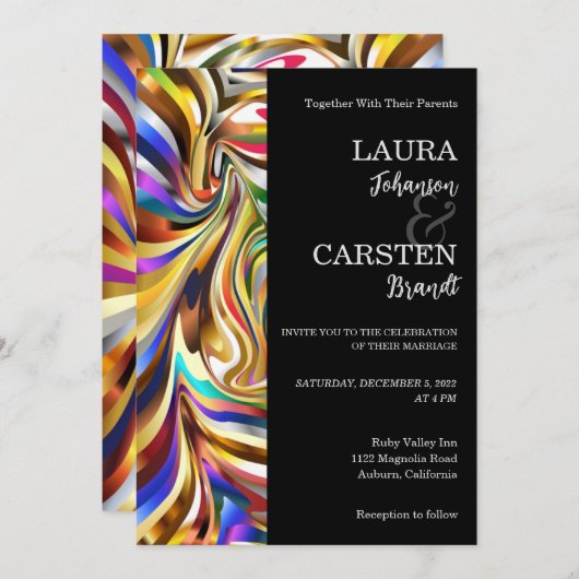 万華鏡モダン鏡結婚式招待状 招待状 (正面/裏面)