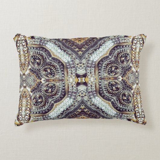 万華鏡性グレー金ゴールドメダリオンステームパンクギア アクセントクッション (正面)