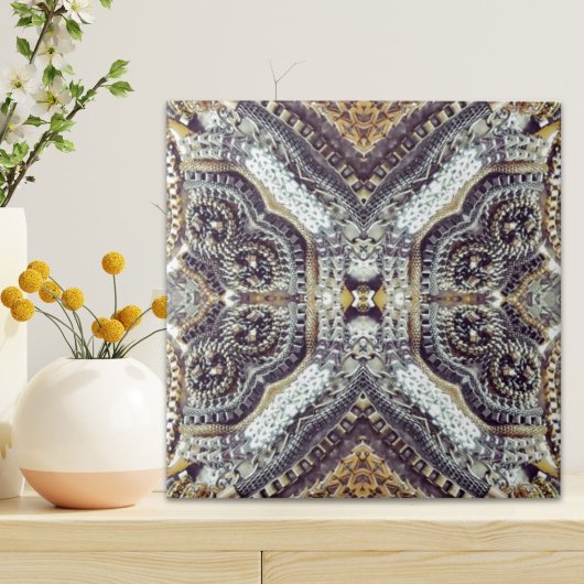 万華鏡性グレー金ゴールドメダリオンステームパンクギア タイル