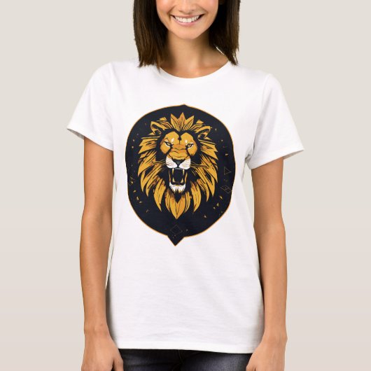万華鏡 幾何学 ライオン Tシャツ (正面)