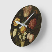 万里の花瓶Ambrosiusで花と静物生活 ラウンド壁時計 (傾斜)