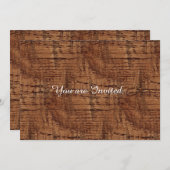 丈夫な栗の木の木目パターン 招待状 (正面/裏面)