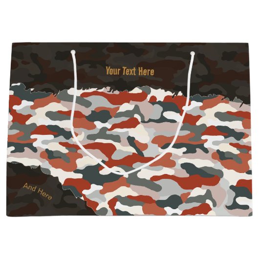 丈夫な秋のカモフラージュパーソナライズド ラージペーパーバッグ (正面)