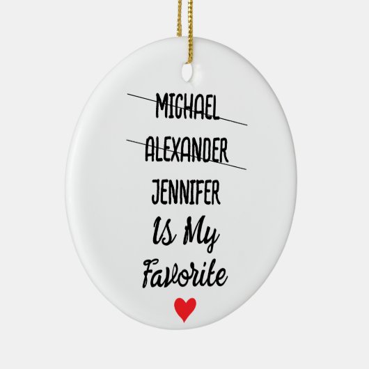 三おもしろいお気に入りの名のパーソナライズされた子 セラミックオーナメント (右)