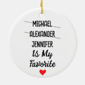 三おもしろいお気に入りの名のパーソナライズされた子 セラミックオーナメント (裏面)