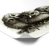 三おもしろいつの若いフクロウの手素晴らし引き ポスター (角)